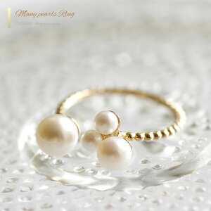 【選べる地金】 Cheravir 指輪 リング レディース 本真珠 パール K10 18K K18イエローゴールド 10K カフリング ピンキーリング ミンディーリング アンティーク調カフリング ピンキーリング ミンデ