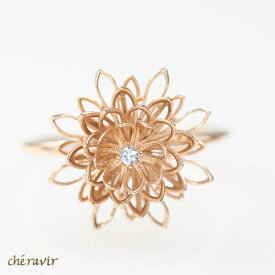 Cheravir K10YG リング 指輪 ホワイトスピネル レディース イエローゴールド 10K 華奢 日本製 シェラヴィール 月下美人　花　フラワー