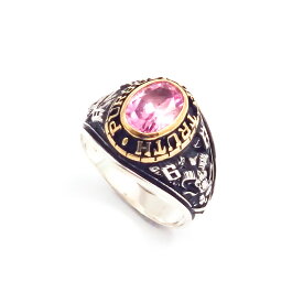 シルバー925 メンズリングSILVERとCUAL(銅合金）のコンビカレッジリングで、金型でつくっているカレッジリング（College Ring 003 Pink）