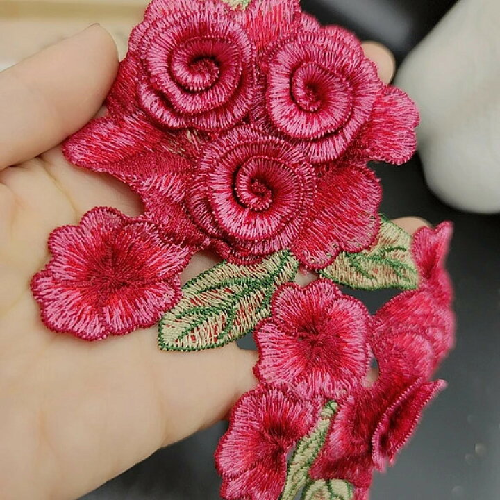 楽天市場】薔薇 花 ローズ 刺繍 ケミカル モチーフ 2枚セット レッド 