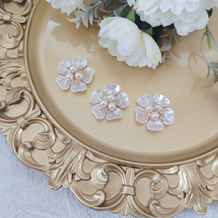 楽天市場】花芯 2個 シェル 貝 パール ピンクゴールド金属 約4.5mm 