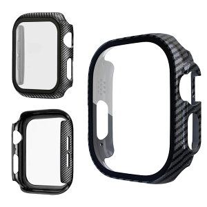 Apple Watch Series 9/8/7/Ultra 2/1 �P�[�X �J�o�[ �J�[�{���� �����K���X�i�K���X�t�B�����j�t�� �S�ʕی� �t���ی�P�[�X �A�b�v���E�H�b�` �V���[�Y9/8/7/�E���g��2/1 41mm/45mm/49mm �N���A �t�B������