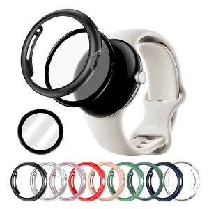 Google Pixel Watch ケース カバー 保護カバー + 液晶保護フィルム クリア/単色 プラスチック ハードケース グーグル ピクセル ウォッチ カバー PMMA 液晶保護プロテクター/フィルム 全面保護フィル