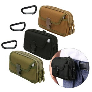 AQUOS R9 ケース 横仕様 ベルトにつける ベルトポーチ 2台収納 カラビナ付き ファスナー付きポケット ベルトホルスター ウエストポーチ ベルトループ 多機種対応 カード収納 SHARP シャープ ア