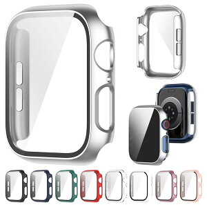 Apple Watch Series 11 / 10 ケース 耐衝撃 カバー 強化ガラス ガラスフィルム付き 全面保護 液晶保護ケース アップルウォッチ10 42mm/46mm 単色/クリア フィルム一体 ハードケース