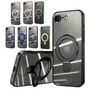 iPhone17e / iPhone16e �P�[�X �N���A �J�o�[ Qi�[�d ���C�����X�[�d �Ή� ���b�L �w�ʓ��� TPU ��̌^�����O�t�� �X�^���h�@�\ ���� ������ ������� Apple �A�C�t�H��16e �X�g���b�v��