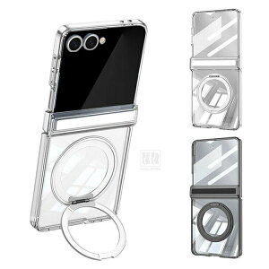 Galaxy Z Flip8 �P�[�X �N���A �J�o�[ ���� �T�u�f�B�X�v���C�t���ی�t�B���� �����K���X�t�B�����t�� �q���W�ی� �}�O�l�b�g���ԍڃz���_�[�Ή� ��̌^�����O�t�� �X�^���h�@�\ Qi�[�d ���C��