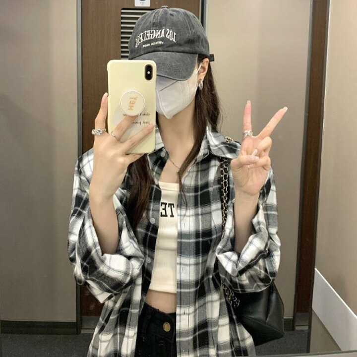 チェックシャツ レディース 夏 ブラウス 薄手 長袖 ワイシャツ 大きい 