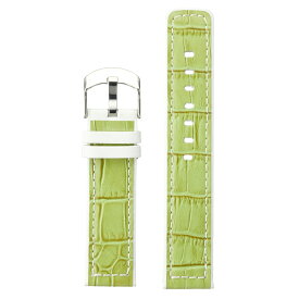 腕時計 ベルト 本革 カーフスキン 20mm クロコダイル型押し レザー バンド Diloy340ファッション グリーンxホワイト