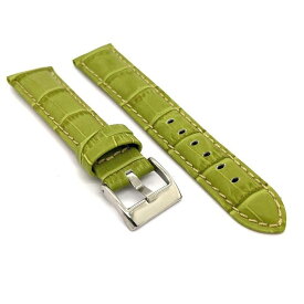 Diloy 腕時計ベルト 20mm イタリアン カーフレザー アリゲーター グレイン 378パディド グリーン