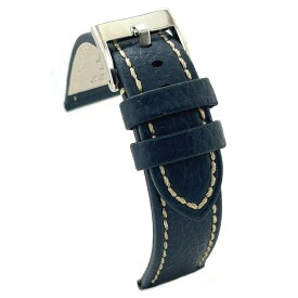 Diloy 腕時計 ベルト カーフレザー ステッチ フラットモデル Ref.376 ネイビーブルー 22mm