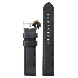 Diloy 腕時計 ベルト 22mm 本革 ロングサイズ オイルレザー バンド 384EL ヴィンテージ ブラック