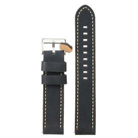 Diloy 腕時計 ベルト 22mm 本革 ロングサイズ オイルレザー バンド 384EL ヴィンテージ ブラック ホワイト