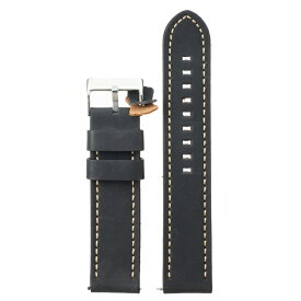 Diloy 腕時計 ベルト 24mm 本革 ロングサイズ オイルレザー バンド 384EL ヴィンテージ ブラック ホワイト