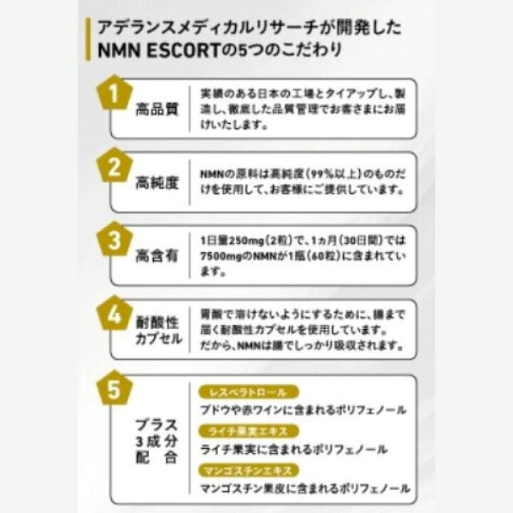 楽天市場】NMNエスコート 60粒 【アデランスメディカルリサーチ】 30日 