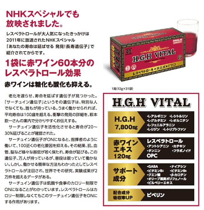 楽天市場】【 送料無料 】【あす楽】【白寿認定品】H.G.H VITAL 