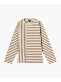 【SALE／40%OFF】【by R 限定品】agnes b. 細ボーダーxストライプ コットン 長袖 Tシャツ "Haru" agnes b. FEMME アニエスベー トップス カットソー・Tシャツ ベージュ【RBA_E】【送料無料】[Rakuten Fashion]
