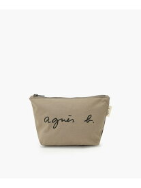 ロゴプリント コットン ポーチ "Paulette" YAS18-03 agnes b. VOYAGE アニエスベー 財布・ポーチ・ケース ポーチ グレー【送料無料】[Rakuten Fashion]