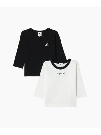 JPT1 E TS キッズ ロングスリーブTシャツ 2枚組 agnes b. ENFANT アニエスベー インナー・ルームウェア その他のインナー・ルームウェア ブラック【送料無料】[Rakuten Fashion]