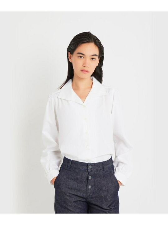 楽天市場】コットン オープンカラー 長袖 ブラウス agnes b. FEMME 