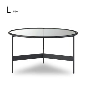 ラウンドガラステーブル Lサイズ HIT-241 円形 ブラック 黒 アイアン テーブル 机 オフィス カフェ シンプル ラウンド 丸テーブル サイドテーブル センターテーブル リビングテーブル 机 強化ガラス ローテーブル　室内 異素材