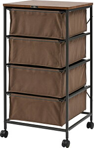 チェスト4段 MIP-574BR ブラウン チェスト 4段 布 キャンバス キャスター付き 収納家具 収納 ファブリック 組立簡単 衣類収納 ワゴン チェストワゴン ファブリックチェスト ランドリーチェスト