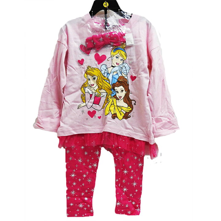 楽天市場 Costco Outlet Disney プリンセス 長袖tシャツ レギンス ヘアバンド 3点セット 上下セット 4才 7才 ピンク ガールズ キッズ セットアップ 子供服 ベビー服 上着 トップス 100 110 1 130 コストコ アウトレット ブランド 海外 女の子 衣料 シンデレラ