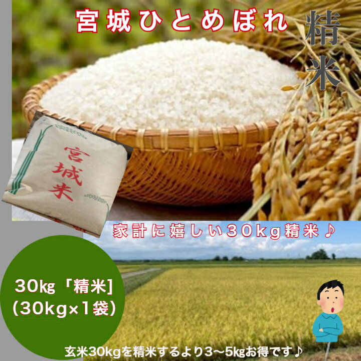楽天市場】宮城ひとめぼれ30kg（30kg×1袋）新米 令和6年産 ブランド米  