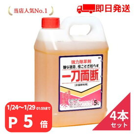 クーポン利用でMAX1,000円OFF 一刀両断 除草剤 5L×4本 グリホサート41% 非農耕地用 希釈 液体 駐車場 道路 空き地 業務用 20L まとめ買い
