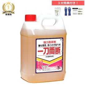 一刀両断 除草剤 5L グリホサート41% 非農耕地用 希釈 液体 根まで枯らす 駐車場 道路 雑草 強力 【おまけつき★6/18迄】