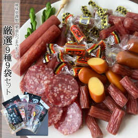[風味堂9種9袋セット] ギフト箱入 詰合せ おつまみ サラミ カルパス ドライソーセージ 贈答 手土産 プレゼント 熨斗対応 送料無料 即送