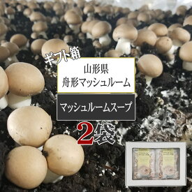 期間限定10%off 山形県舟形町産 舟形マッシュルーム 贅沢 クリームスープの素 3〜4人前×2袋セット [箱入 マッシュルームスープ2袋セット BY3] きのこ ギフト箱 熨斗対応 YP メール便 送料無料 即送