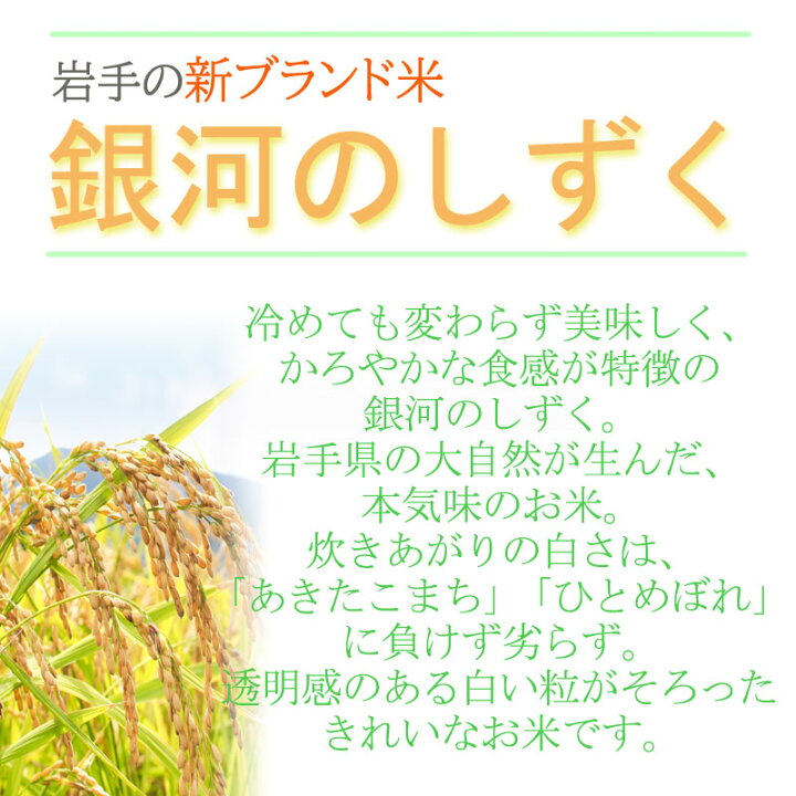 楽天市場】米 玄米 30kg 銀河のしずく 30kg×1袋 令和6年産 岩手県産  