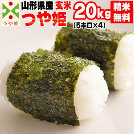 米 玄米 20kg つや姫 5kg×4袋 令和5年産 山形県産 精米無料 白米 無洗米 分づき 当日精米 送料無料