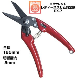 剪定ばさみ サボテン エクセレントレディーススリム 剪定鋏 NO.EX-7【サボテン 剪定はさみ コンパクト カシスレッド 果樹 ぶどう うめ みかん リンゴ 梨 柿 フッ素コート 農家 果樹園 園芸 造
