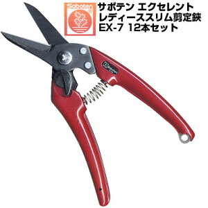 (送料無料でお得!)(12本セット) 剪定ばさみ サボテン エクセレントレディーススリム 剪定鋏 NO.EX-7【サボテン 剪定はさみ コンパクト カシスレッド 果樹 ぶどう うめ みかん リンゴ 梨 柿 フ