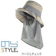のらスタイル やわらか軽量ハット ベージュチェック
