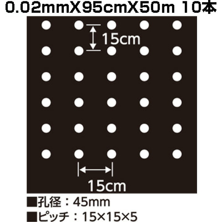 楽天市場】個人宅配送OK シンセイ ﾎｰﾙﾏﾙﾁ 黒マルチ 9515 0.02mm X 95cm 