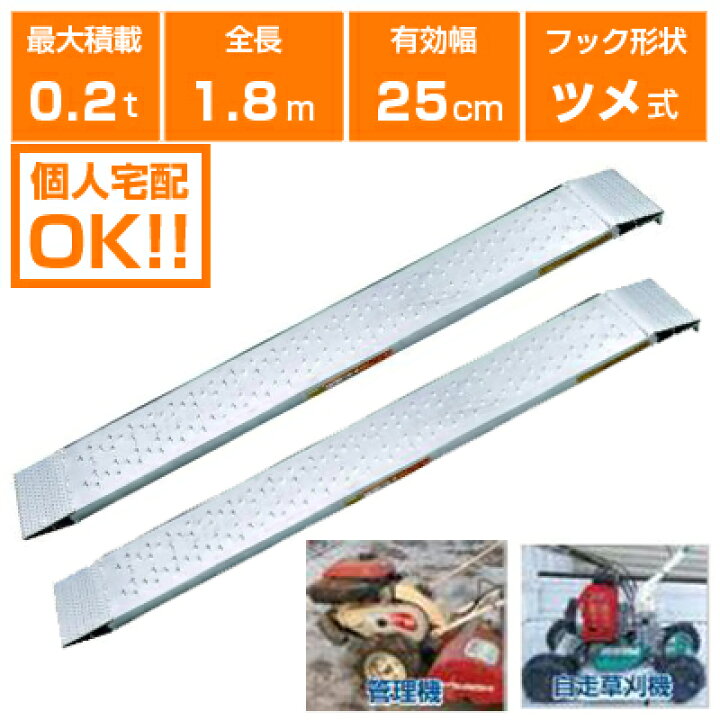 楽天市場】【個人宅配OK】アルミブリッジ 0.2t 1.8m 2本セット 昭和 