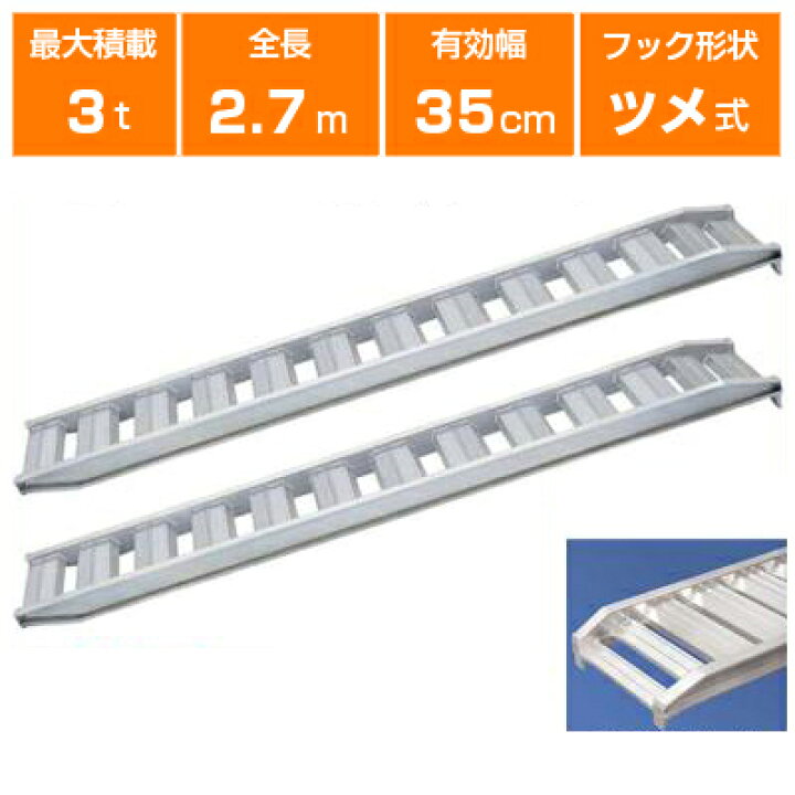 楽天市場】アルミブリッジ 3t 2.7m 2本セット 日軽金アクト PX30-270 