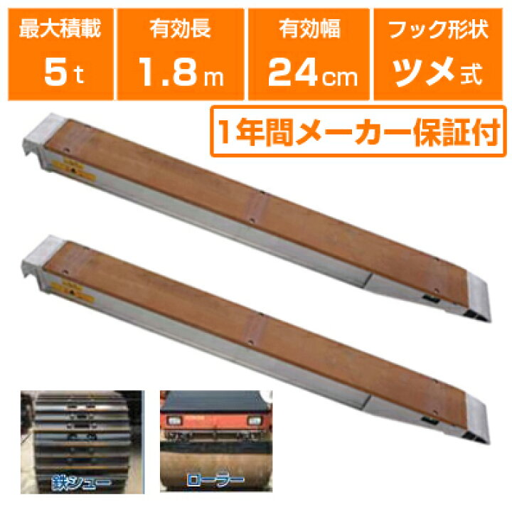 楽天市場】アルミブリッジ 5t 1.8m 2本セット 昭和ブリッジ KB-180-24 