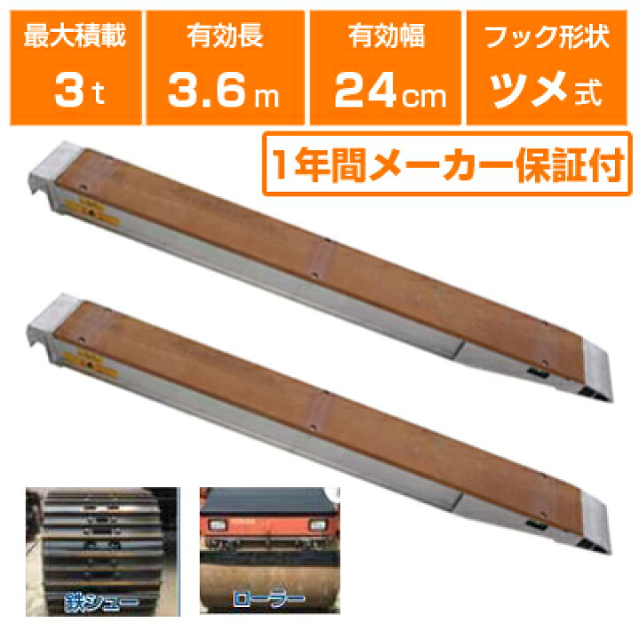 楽天市場】アルミブリッジ 3t 3.6m 2本セット 昭和ブリッジ KB-360-24 