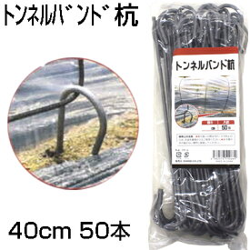 シンセイ トンネルバンド杭 50本 40cm (頂部から先端まで33.5cm) スチール製 線径φ5mm 農業資材 家庭菜園 トンネル ビニール フィルム ハウスバンド 固定ピン