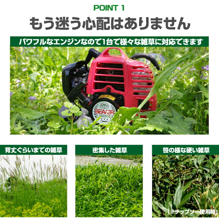 楽天市場】ビーバー MOU260 刈払機 両手ハンドル 25.4cc ナイロン 