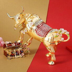 【ジュエリーボックス】 【干支シリーズ】縁起物 丑年 ウシ 金福 宝丑 ジュエリーボックス EX6081 999