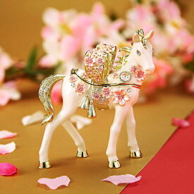 2026年 干支の置物 ジュエリーボックス 干支 午年 ウマ 白馬 桜子馬 桜仔馬 ホワイト EX6341