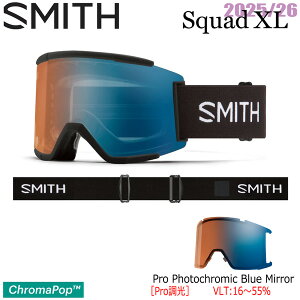 25-26 X~X XJbhGbNXG ubN SMITH SQUAD XL BLACK CP PRO PHOTOCHROMIC BLUE MIRROR - XL[ Xm[{[h S[O 25-26-GG-SMT
