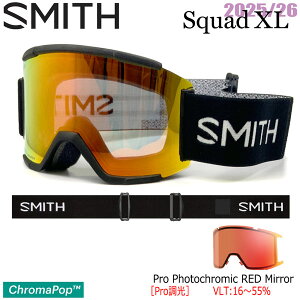 25-26 X~X XJbhGbNXG ubN SMITH SQUAD XL BLACK CP PRO PHOTOCHROMIC RED MIRROR - XL[ Xm[{[h S[O 25-26-GG-SMT