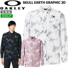 オークリー ゴルフ 長袖 シャツ OAKLEY SKULL EARTH GRAPHIC 3D 長袖 ストレッチ シャツ ゴルフウェア