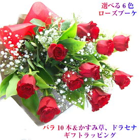 花 ギフト 生花 花束 バラ かすみ草 選べる6色 誕生日 記念日 お祝い プレゼント